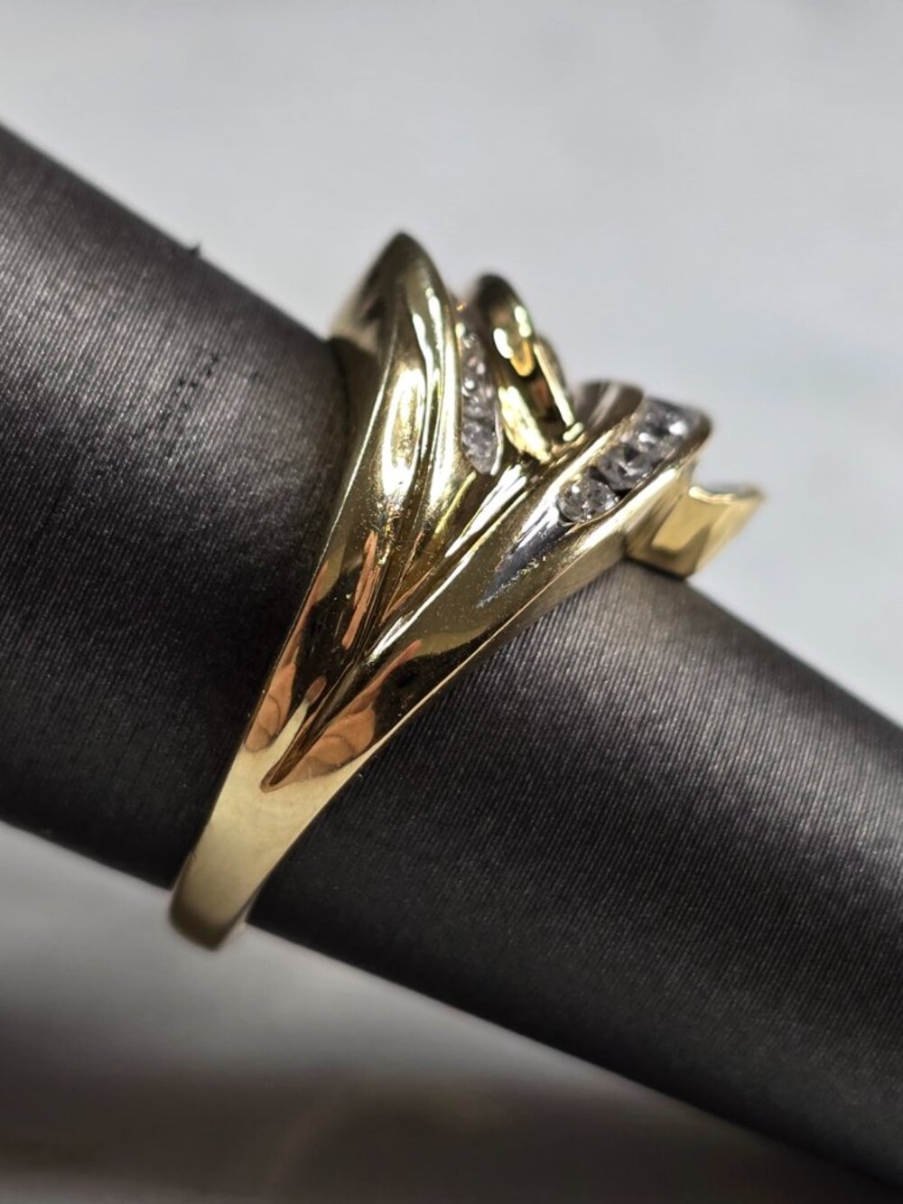 Womens Vintage Estate 14K Yellow Gold Modernist Diamond Ring 5.7g E1957 - Picture 2 of 5